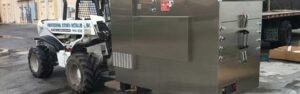 Stainless steel benches and sinks removed from a Melbourne commercial kitchen